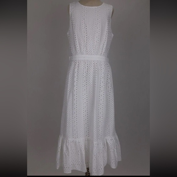 J Crew White Eyelet Dress Size 10 - Picture 3 of 4